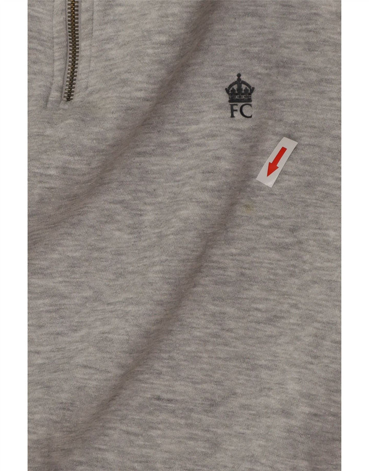 FRANSK FORBINDELSE Herre Zip Neck Sweatshirt Jumper Lille Grå Flecked