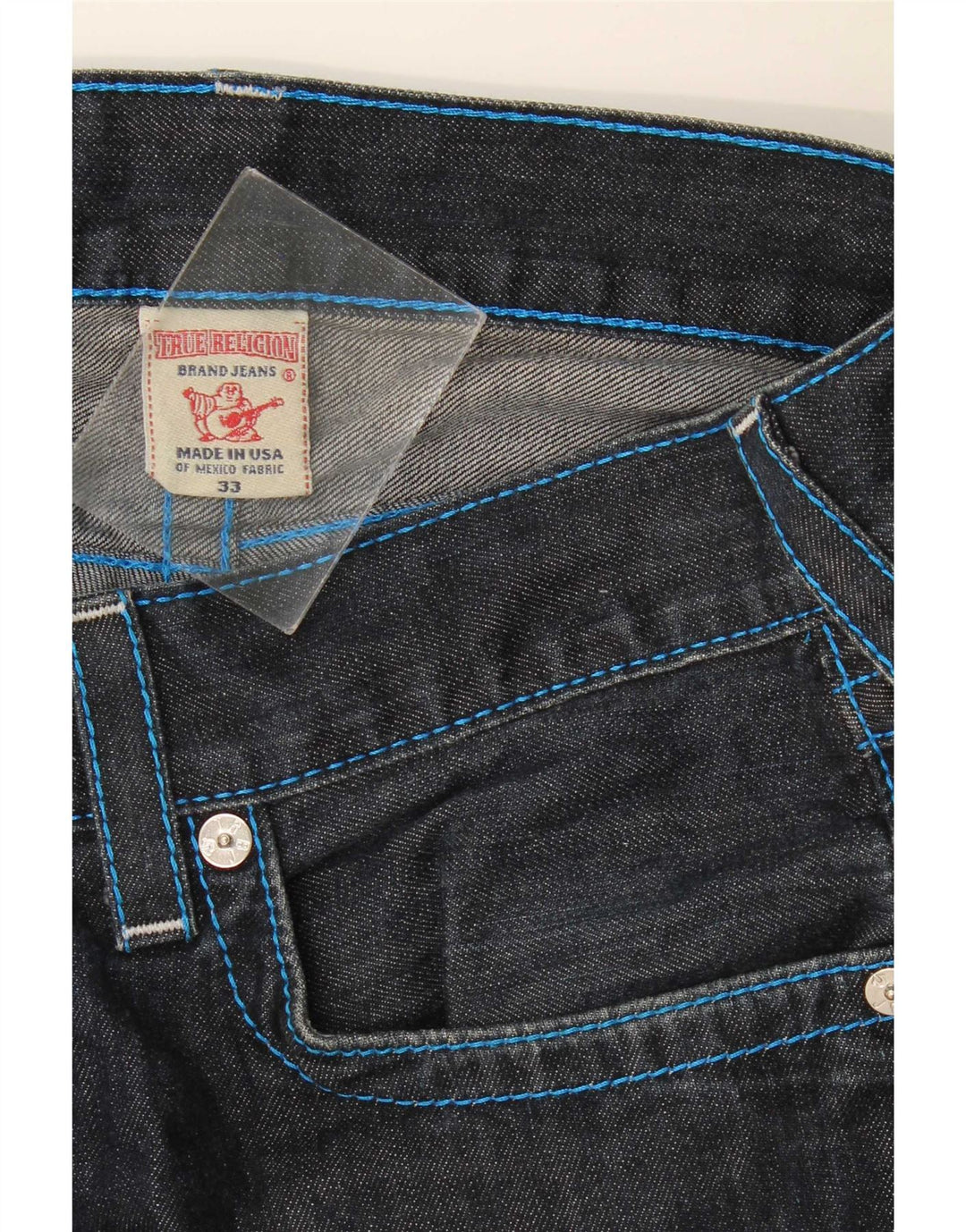 True Religion Straight Jeans til mænd W33 L35 Marineblå bomuld