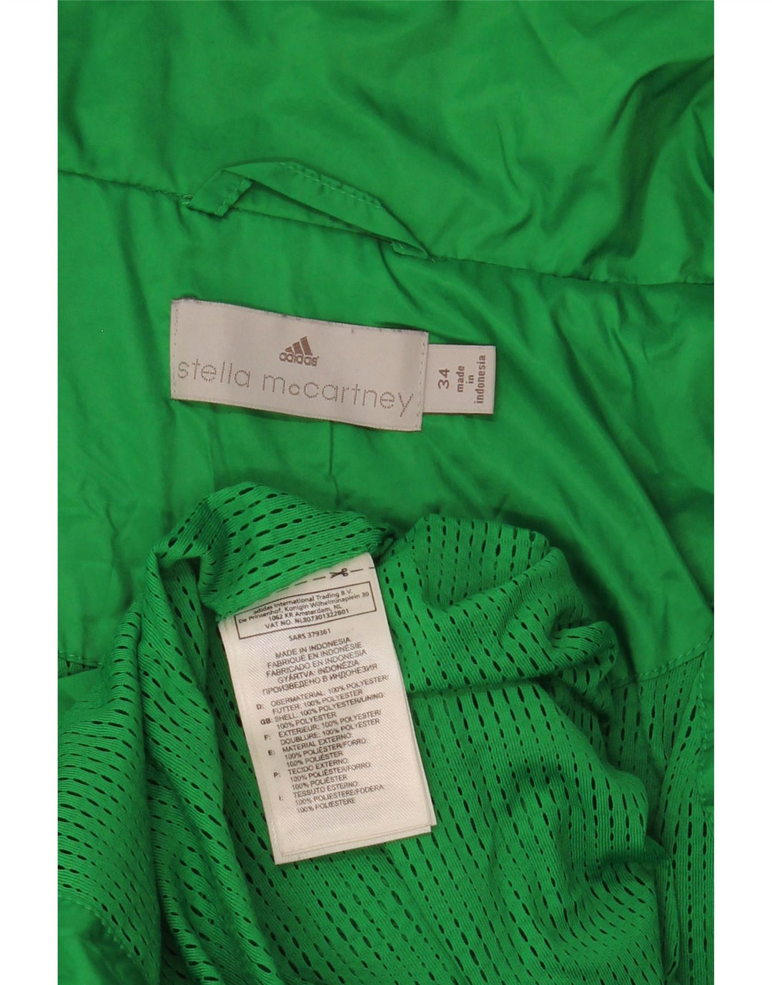 Adidas Dame Stella McCartney Regnjakke EU 34 XS Grøn Polyester
