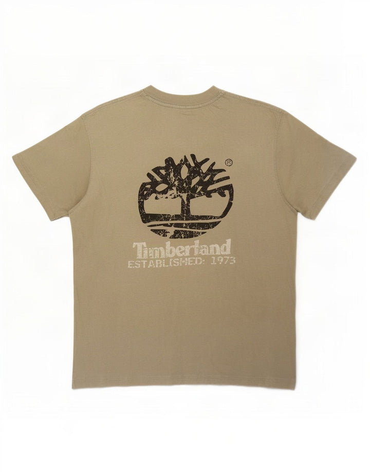 Timberland Herre grafisk T-shirt Top Lille Khaki Bomuld