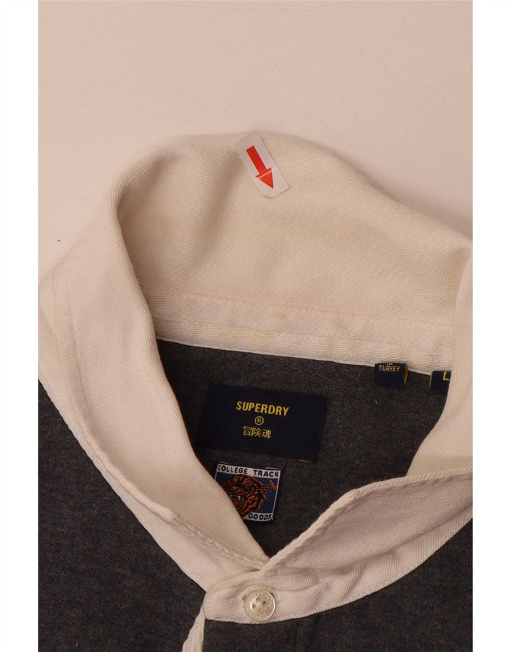 Superdry Polo-hals sweatshirt til mænd, stor grå bomuld