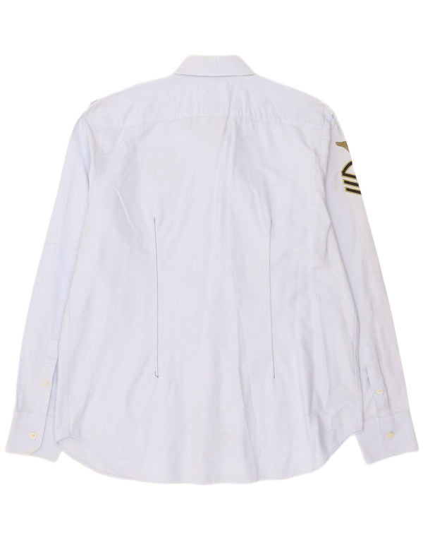 La Martina Herre grafisk skjorte Large Blue Cotton