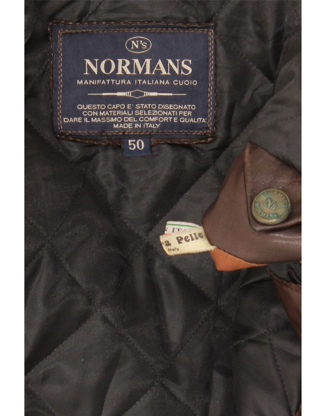 Vintage herre læderjakke IT 50 Stor brunt læder