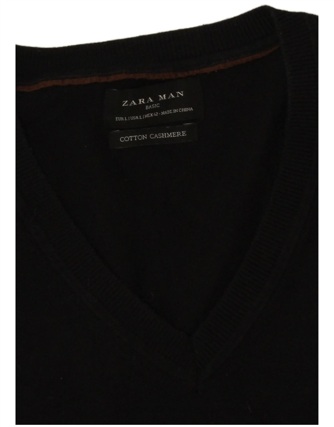 Zara Herre V-hals sweater Stor sort bomuld