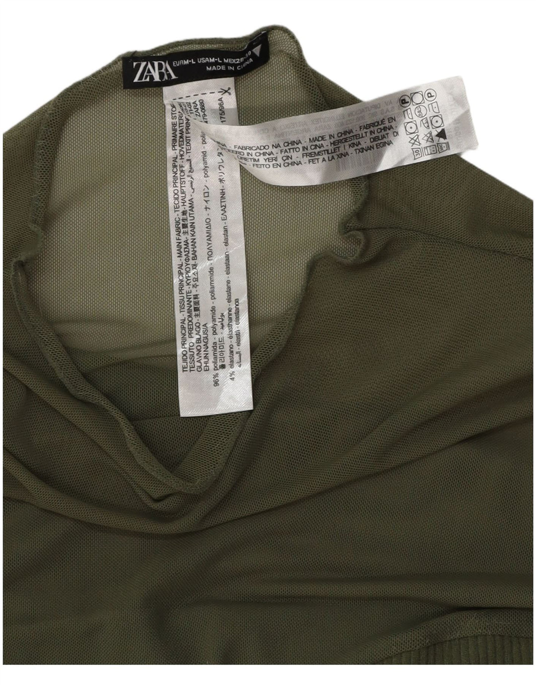 ZARA langærmet bodysuit til kvinder UK 14 Medium Green Polyester
