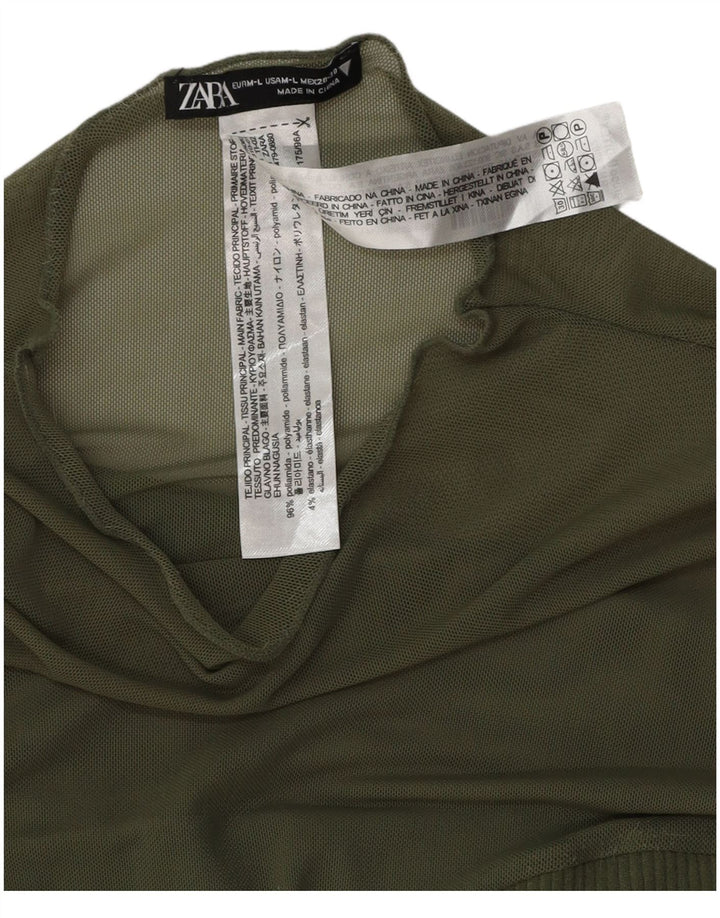 ZARA langærmet bodysuit til kvinder UK 14 Medium Green Polyester