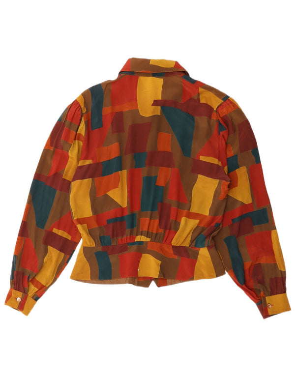 Fink Modell Dame Shirt Bluse UK 14 Large Multicolored Geometric Acetate