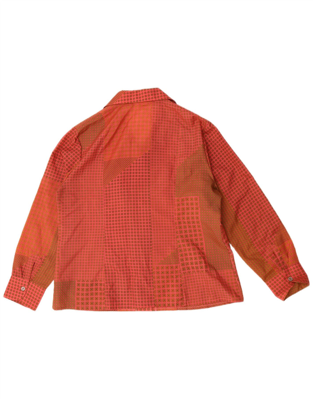 Vintage dameskjortebluse UK 16 Stor rød geometrisk polyester