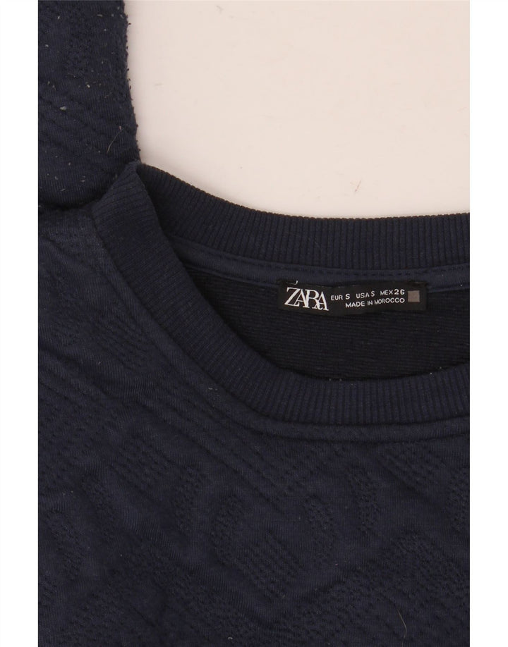 Zara Herre Sweatshirt Jumper Small Navy Blue Argyle/Diamond