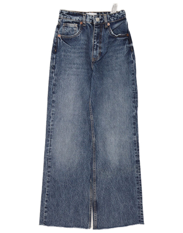 Zara Dame Jeans med brede ben EU 34 2XS W24 L29 Blå Bomuld