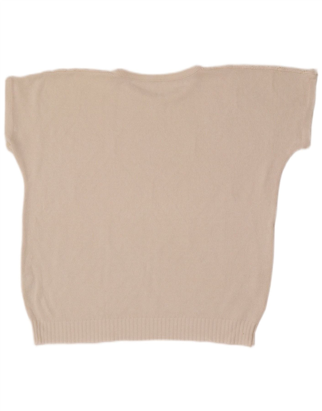 Vintage dame sweater med rund hals DK 14 Medium hvid geometrisk