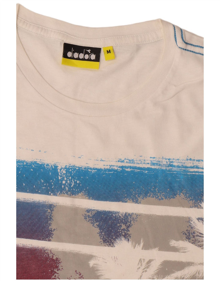 Diadora Herre Grafisk T-Shirt Top Medium Hvid Bomuld