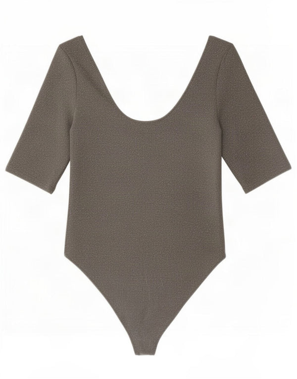 Zara Womens Bodysuit UK 14 Large Grå Elastan