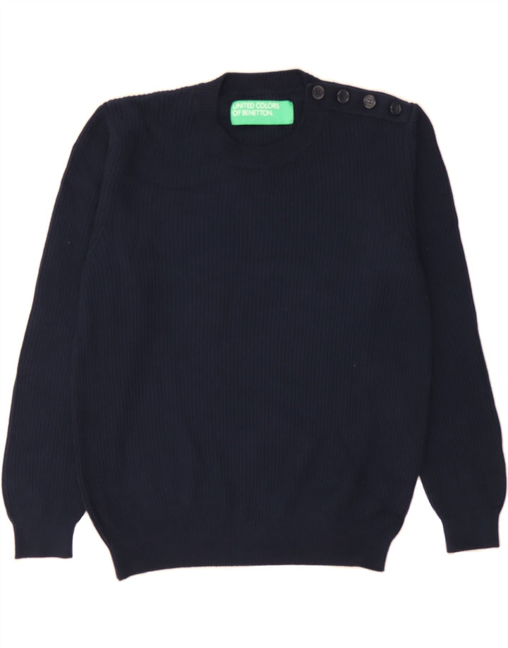 BENETTON Womens Crew Neck Jumper Sweater UK 16 Large Navy Blue Vintage Benetton and Second-Hand Benetton from Messina Hembry 