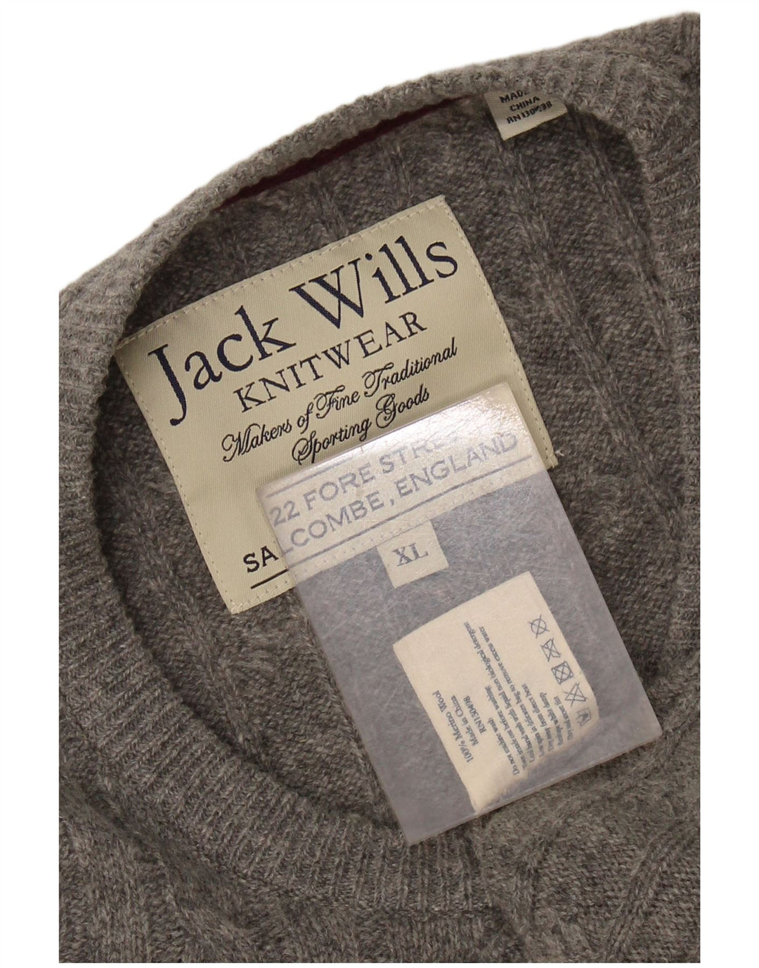 JACK WILLS Herre Crew Neck Jumper Sweater XL Grå Merinould