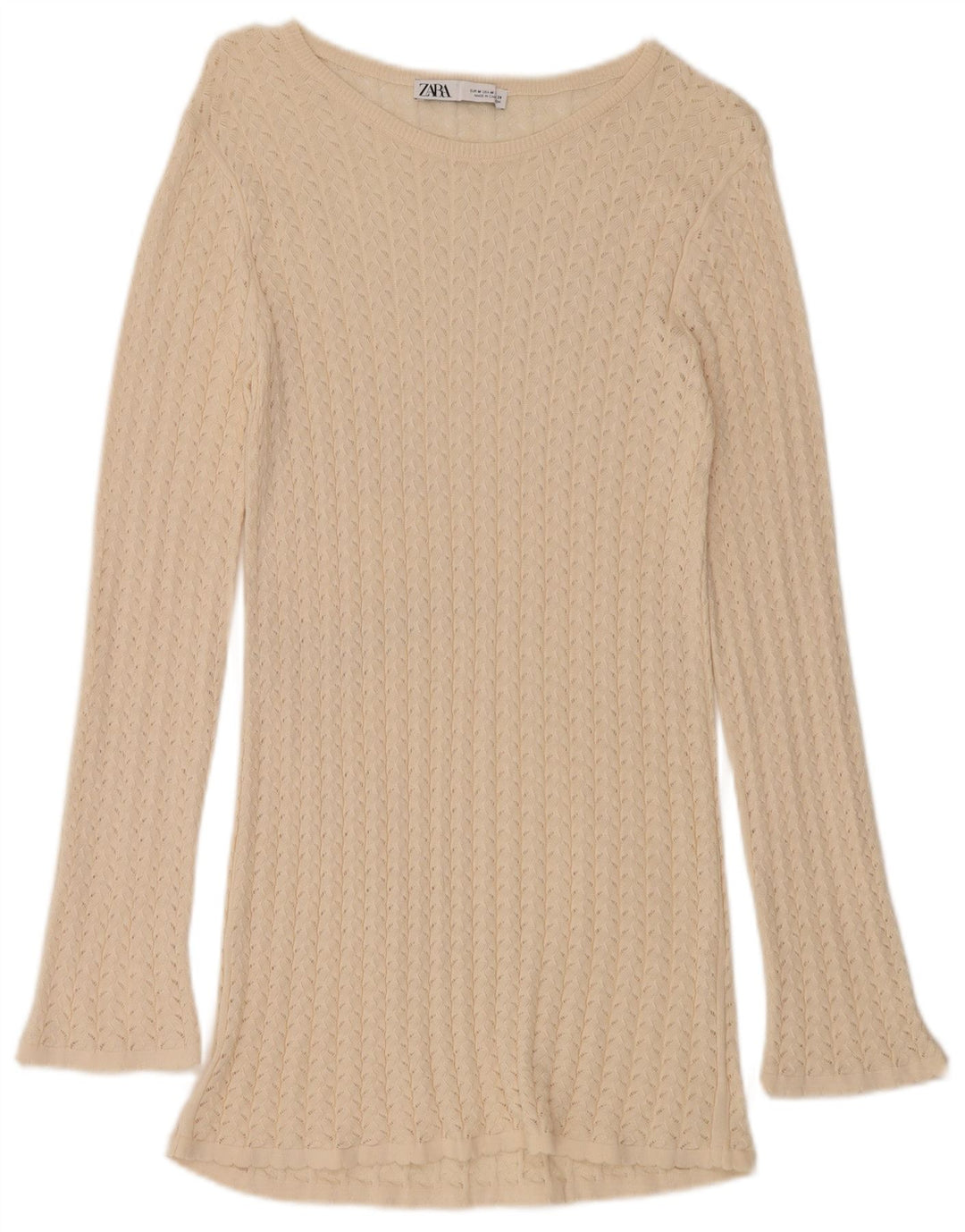 Zara Dame Longline Boat Neck Jumper Sweater UK 12 Medium Off White