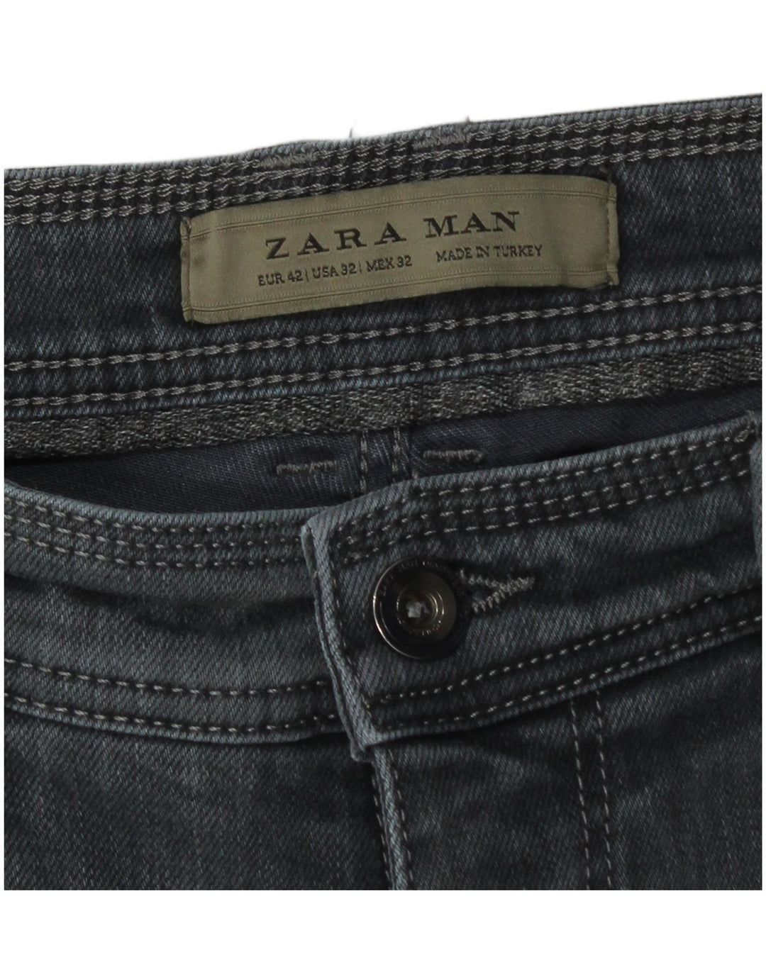 Zara Herre Slim Jeans EU 42 Large W32 L28 Grå Bomuld