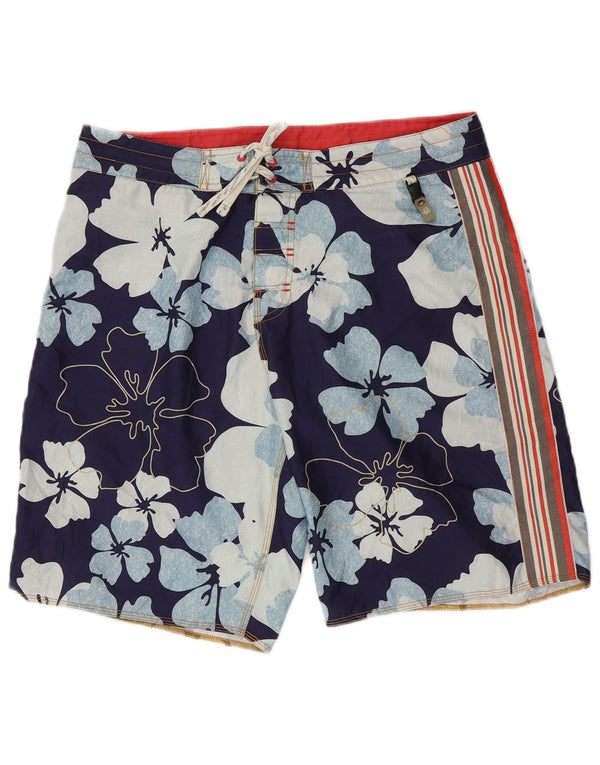 Benetton Badeshorts til mænd store marineblå blomsterpolyester