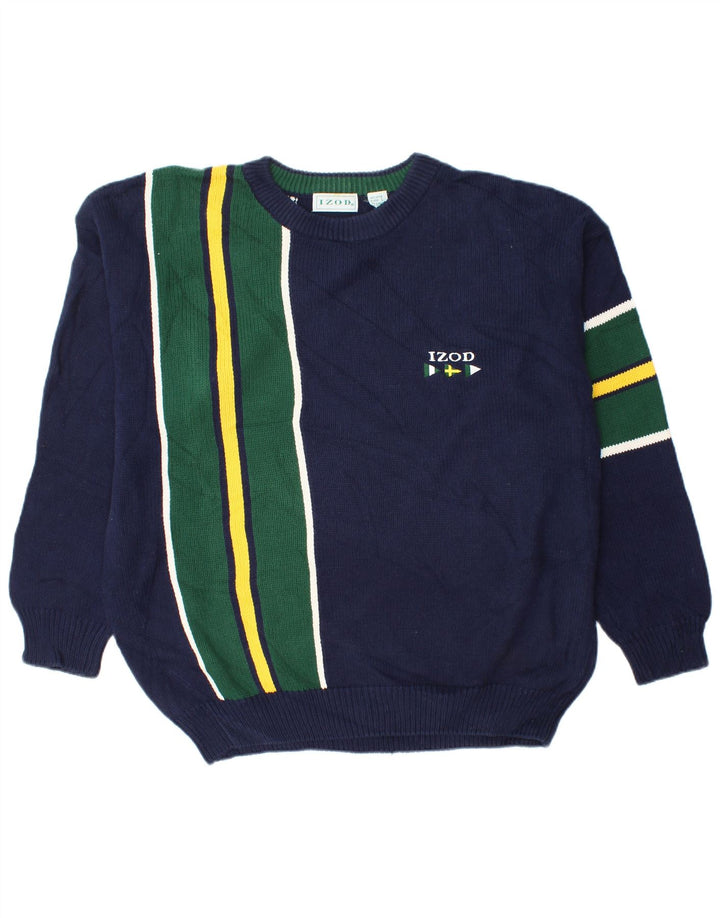 IZOD Herre sweater med rund hals, stor marineblå colourblock bomuld