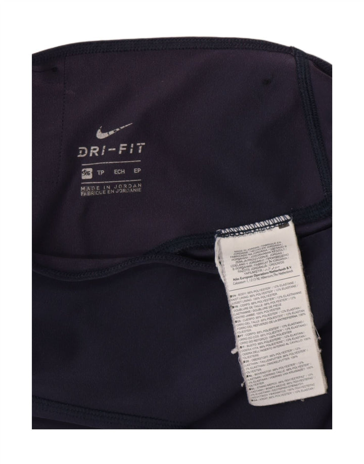 NIKE Dame Dri Fit Leggings UK 6 XS Navy Blue Polyester