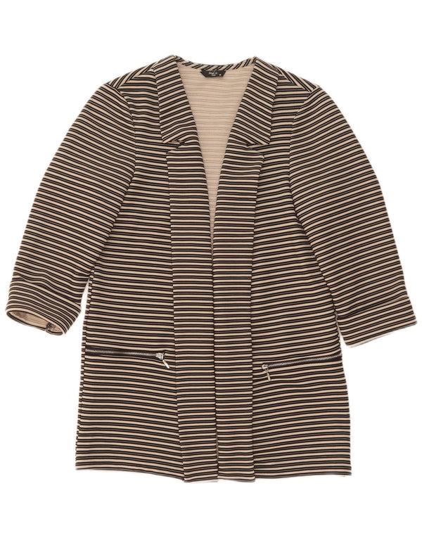 M&Co Womens Petite 3/4-ærmet åben blazerjakke UK 10 Lille sort stribet