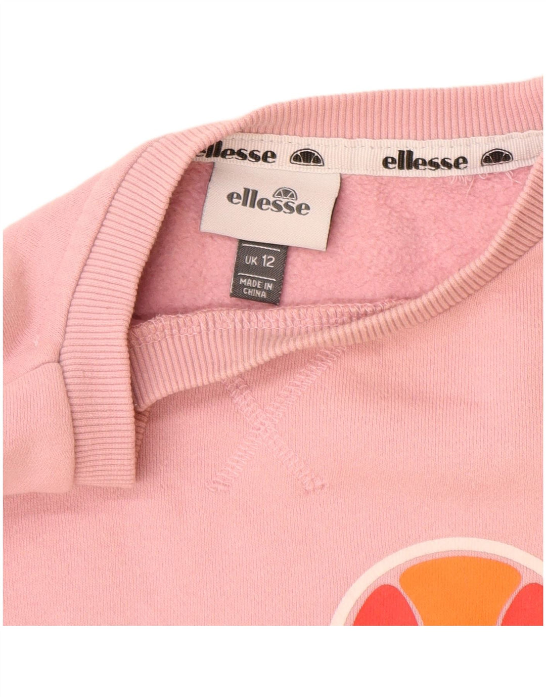 ELLESSE Grafisk Sweatshirt Jumper til kvinder UK 12 Medium Pink Bomuld