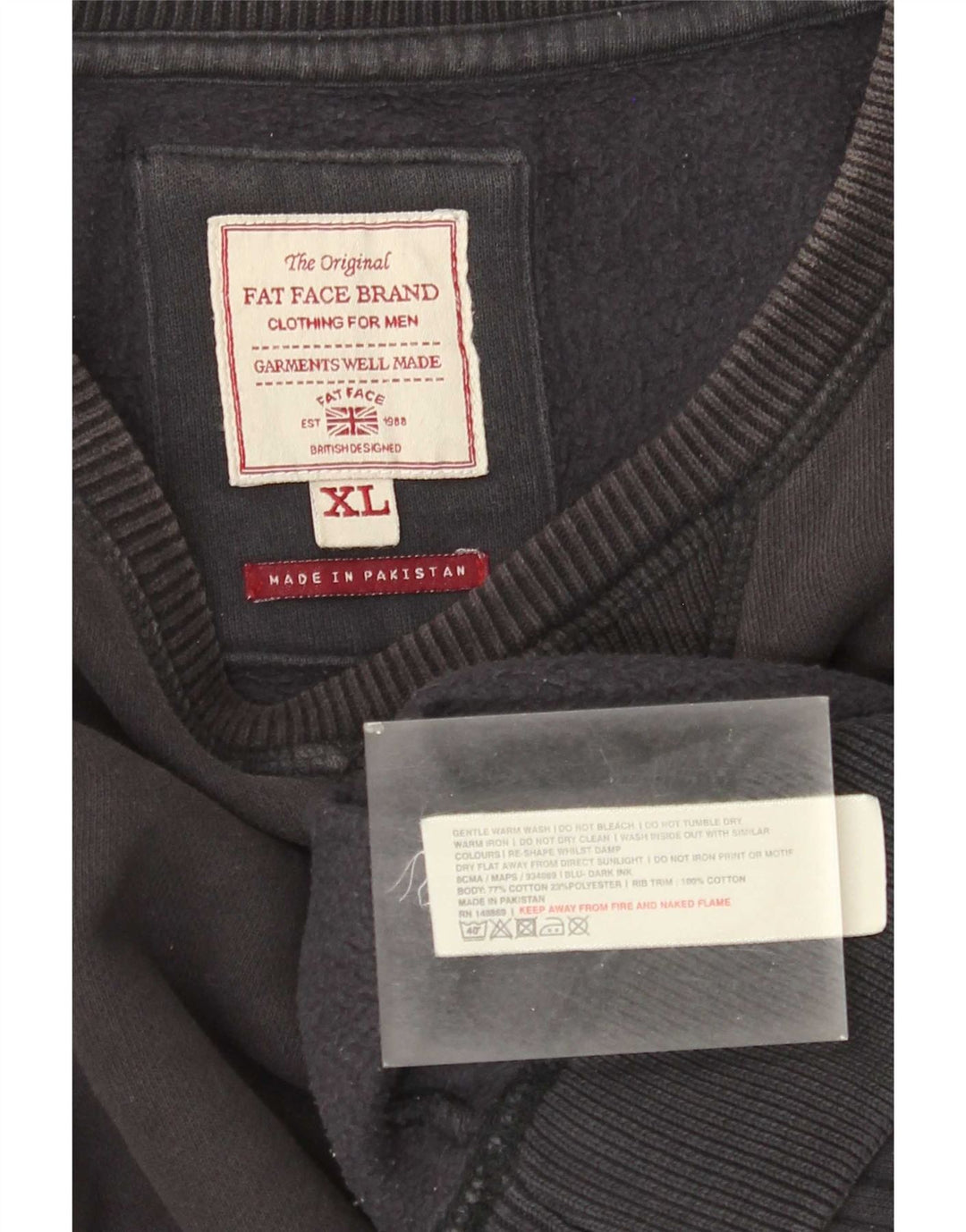 Fat Face Herre Sweatshirt Jumper XL Sort Bomuld