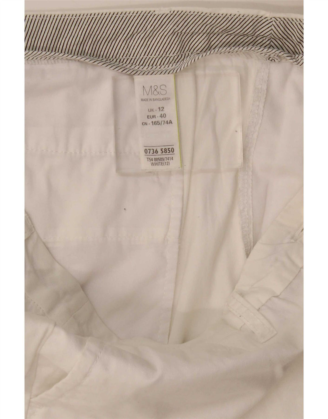 Marks & Spencer Chino Shorts til kvinder UK 12 Medium W34 Hvid Bomuld