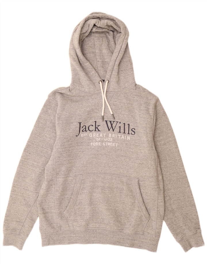 Jack Wills Herre grafisk hættetrøje Jumper Medium Grey Flecked Bomuld