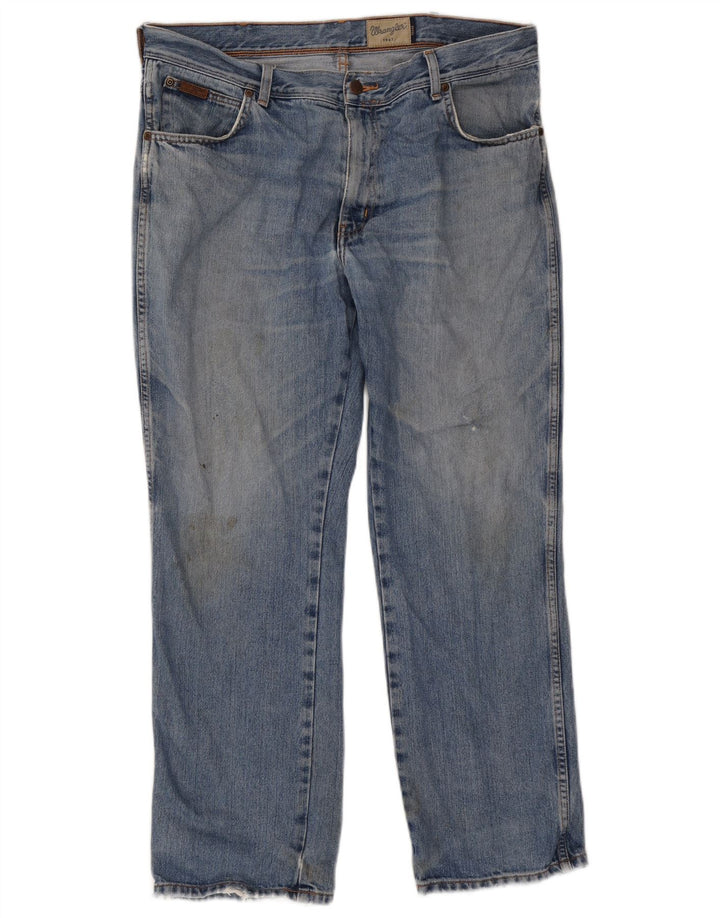 Wrangler Herre Texas Straight Jeans W38 L30 Blå Bomuld