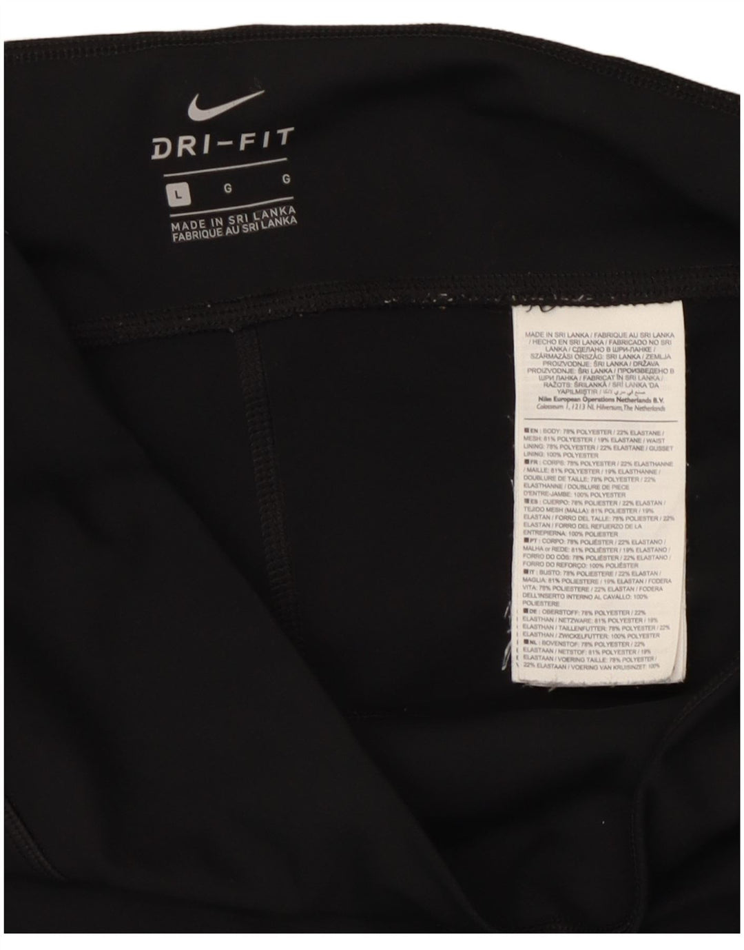 Nike Dame Dri Fit Leggings UK 14 Large Black Polyester