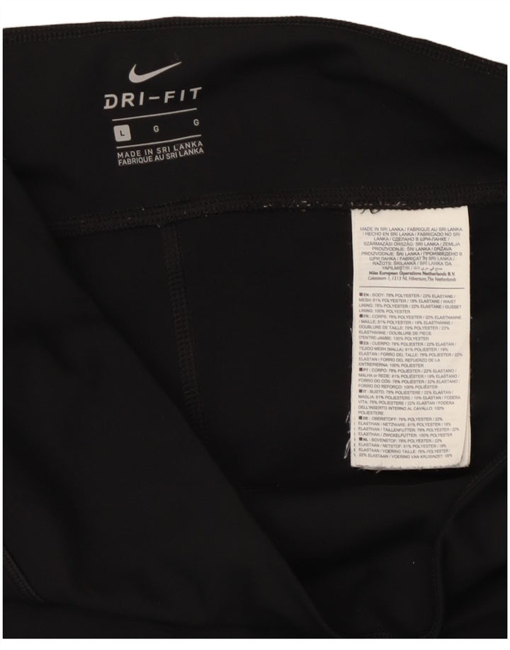 Nike Dame Dri Fit Leggings UK 14 Large Black Polyester