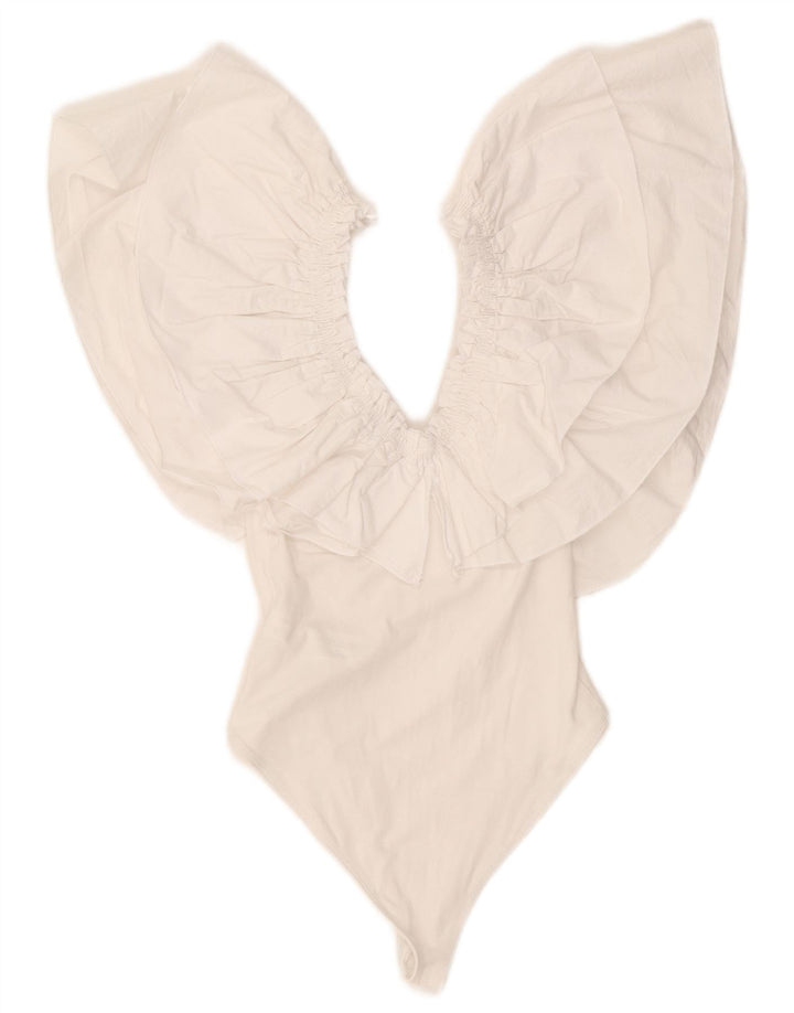 Zara Womens Off Shoulder Bodysuit UK 8 Small White Bomuld