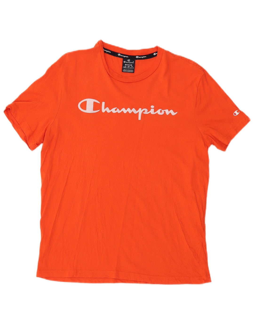 Champion Dame Grafisk T-Shirt Top UK 14 Medium Orange Bomuld