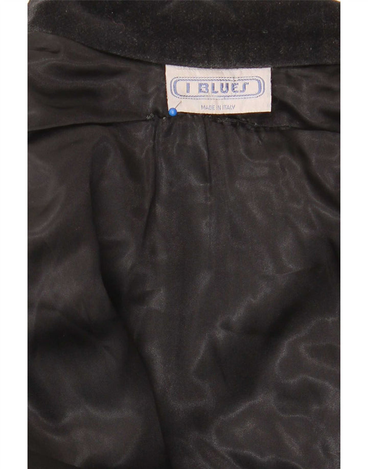 i Blues Dame 3 Button Velvet Blazer Jacket UK 14 Large Black Bomuld