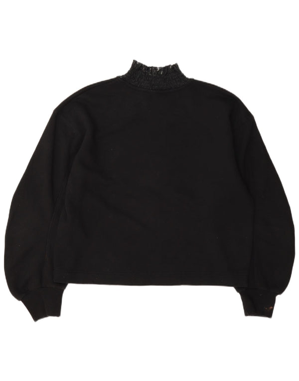 Zara Dame Langærmet Oversized Bluse Top UK 10 Small Black Bomuld