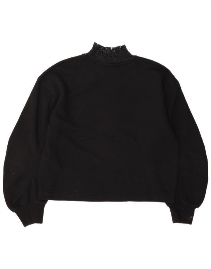 Zara Dame Langærmet Oversized Bluse Top UK 10 Small Black Bomuld