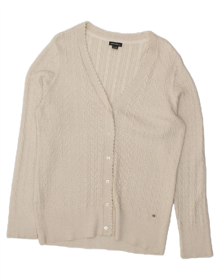 EDDIE BAUER Womens Cardigan Sweater UK 18 XL Beige Vintage Eddie Bauer and Second-Hand Eddie Bauer from Messina Hembry 