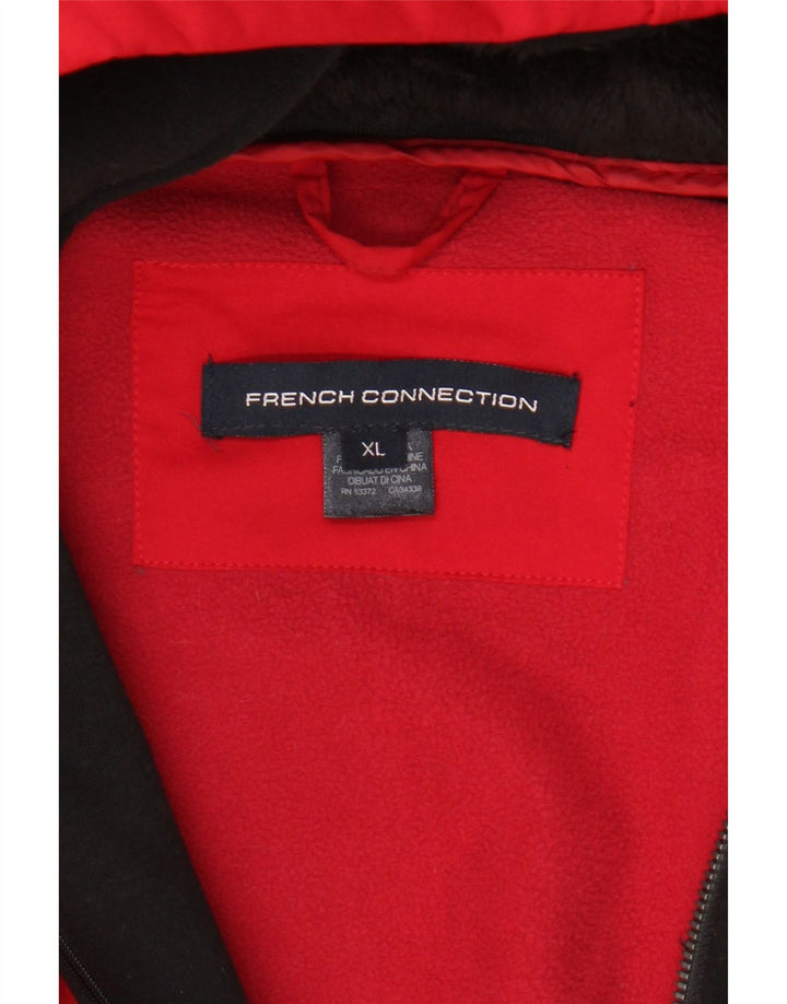 French Connection Dame Hooded Parka Jacket UK 18 XL Rød Polyester