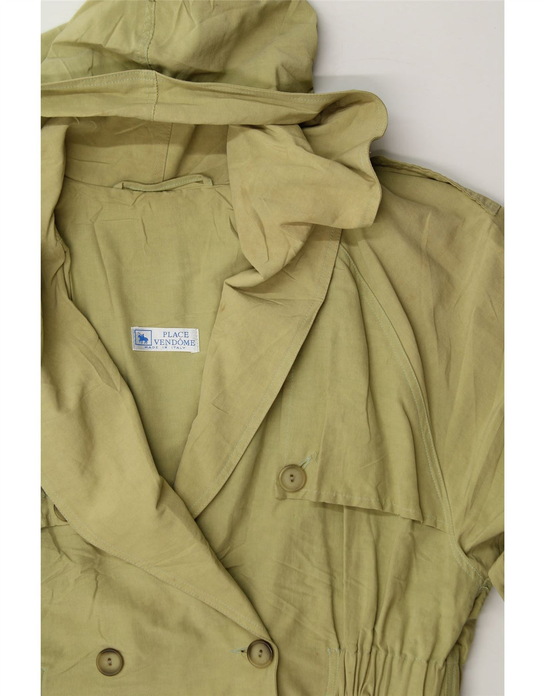 VINTAGE Womens Hooded Overcoat UK 12 Medium Green Viscose Vintage Vintage and Second-Hand Vintage from Messina Hembry 