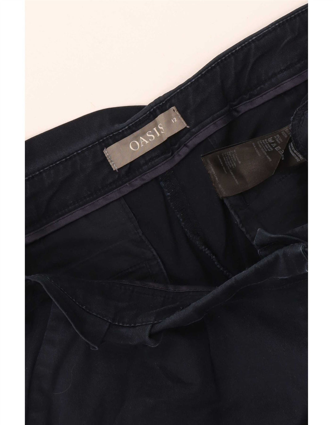 Oasis Womens Pegged Chino Shorts UK 12 Medium W34 Navy Blue Bomuld
