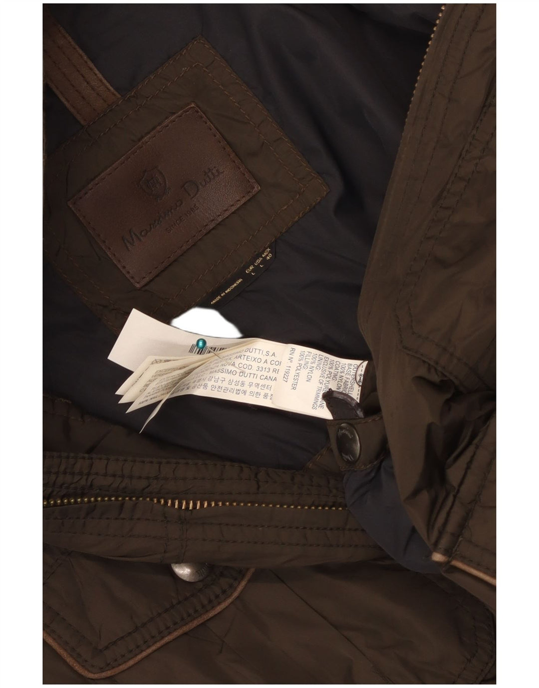 MASSIMO DUTTI Herre Utility Jacket UK 40 Large Khaki Nylon