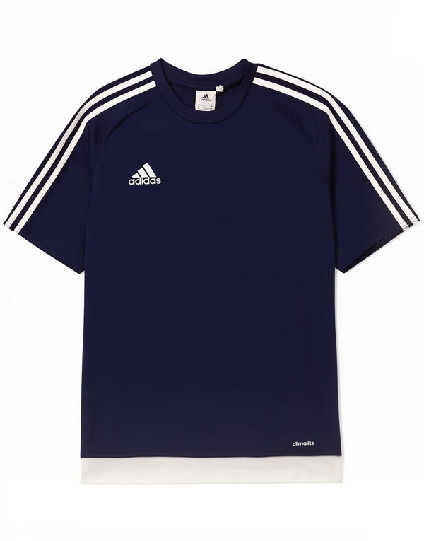 Adidas Herre Climalite T-Shirt Top Medium Marineblå Colourblock Polyester