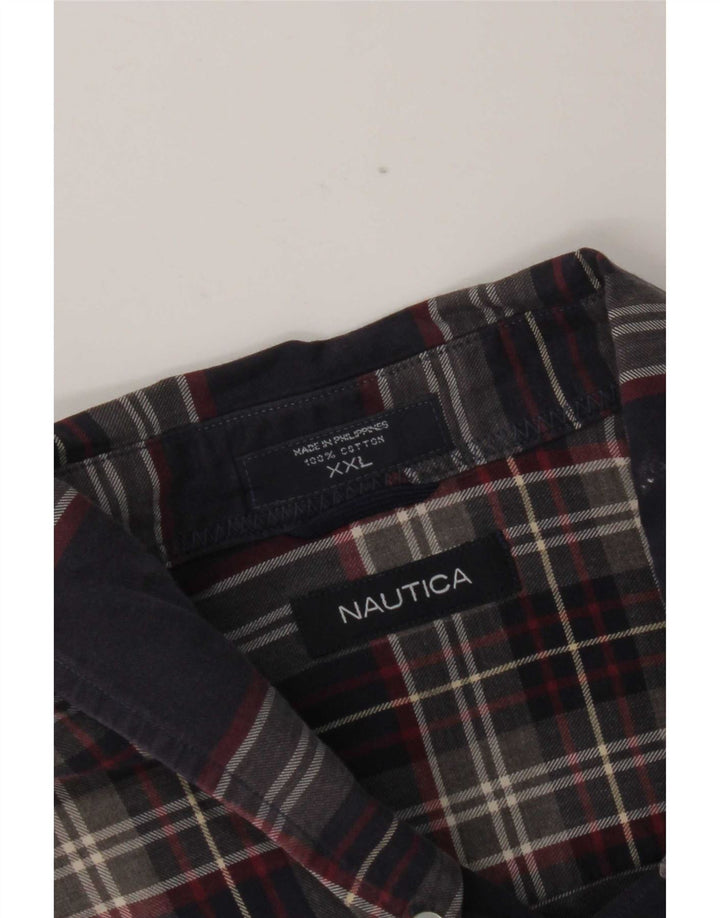 Nautica herre flannelskjorte 2XL marineblå ternet bomuld
