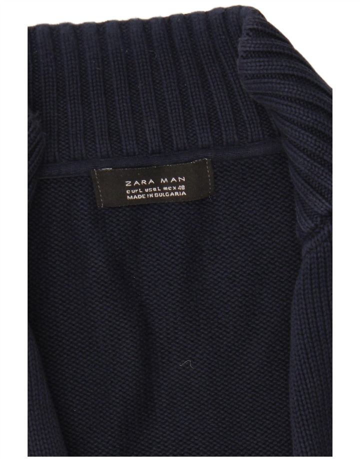 Zara Herre Cardigan Sweater Large Navy Blue