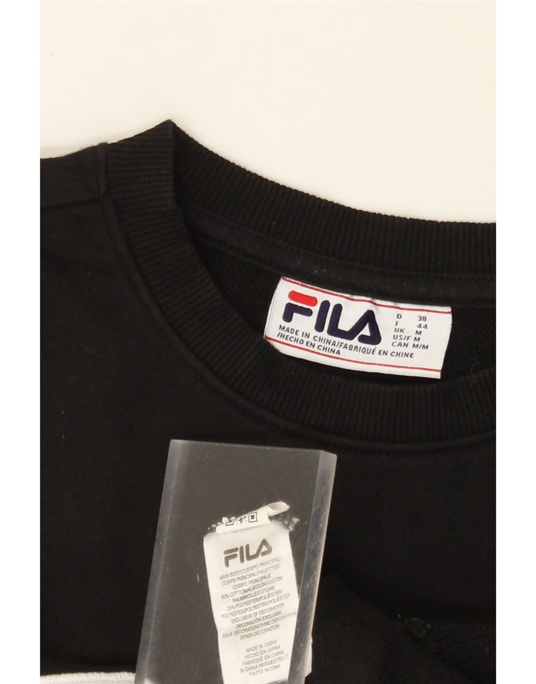FILA Grafisk Sweatshirt Jumper UK 14 Medium Sort Bomuld