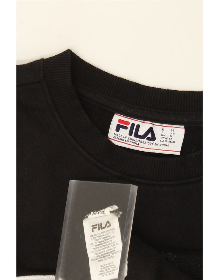 FILA Grafisk Sweatshirt Jumper UK 14 Medium Sort Bomuld