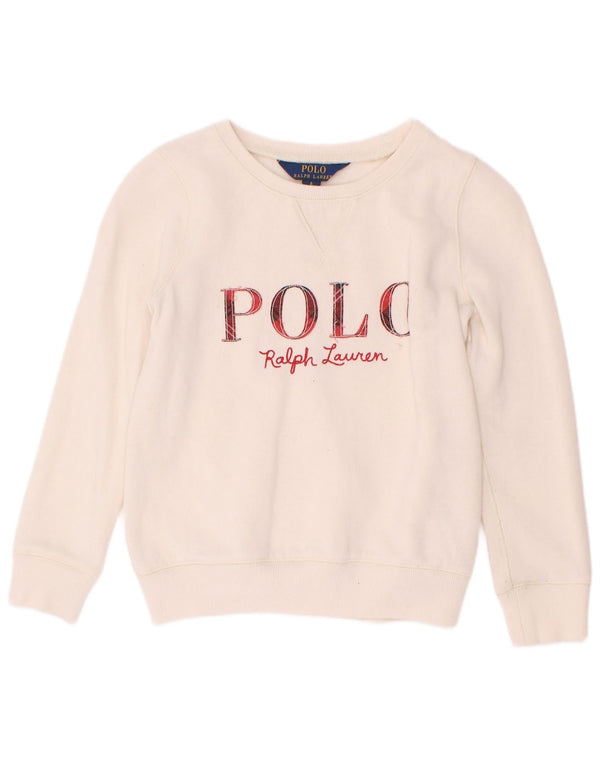 Polo Ralph Lauren piger grafisk sweatshirt trøje 5-6 år Off White
