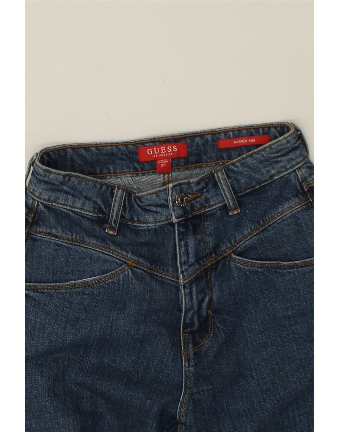 GUESS Womens High Waist Tapered Jeans W25 L30 Blue Polyester Vintage Guess and Second-Hand Guess from Messina Hembry 