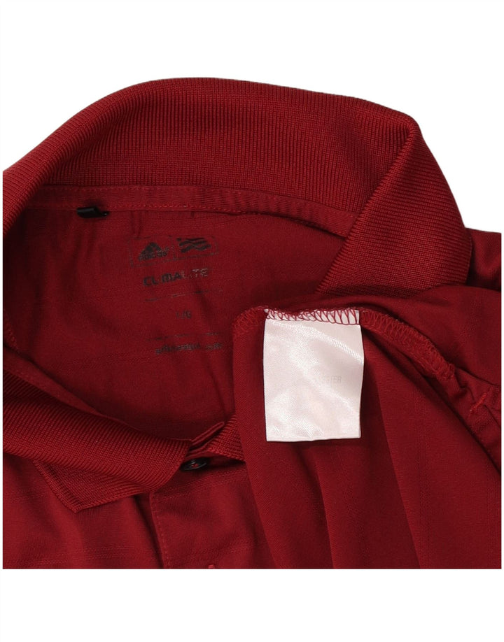 Adidas Herre Climalite Polo Shirt Large Bourgogne stribet polyester